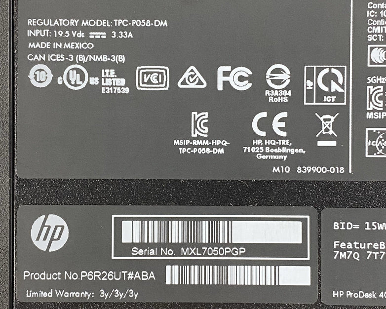 HP ProDesk 400 G2 Micro Intel Core i5-6500T 2.5GHz 8GB RAM No HDD/OS/AC