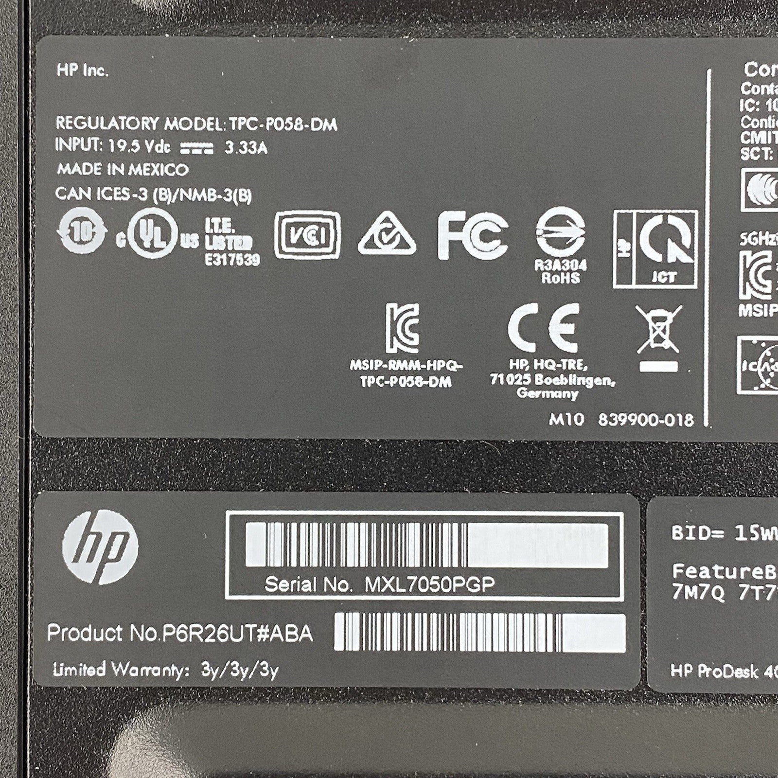 HP ProDesk 400 G2 Micro Intel Core i5-6500T 2.5GHz 8GB RAM No HDD/OS/AC