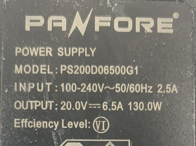 Lot of 2 Panfore PS200D06500G1 20V 6.5A 130W AC Adapter Power Supply