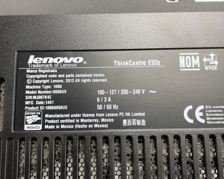 Lenovo ThinkCentre E93z AIO Intel Core i3-4130 3.4GHz 8GB RAM No HDD No OS
