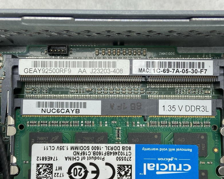 Intel NUC6CAY Micro Intel Celeron J3455 1.5GHz 8GB RAM No HDDOSAC