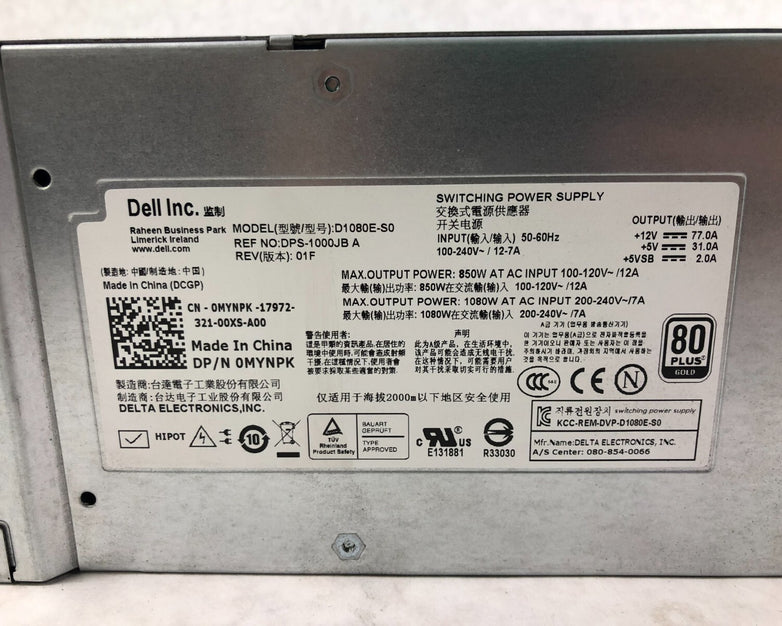 Dell DPS-1000JB MYNPK 0MYNPK 1080W Server Power Supply PSU