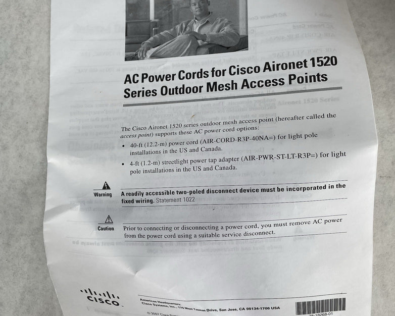 Cisco 1520 Series Street Light Power Tap 4 ft Aironet AIR-PWR-ST-LT-R3P
