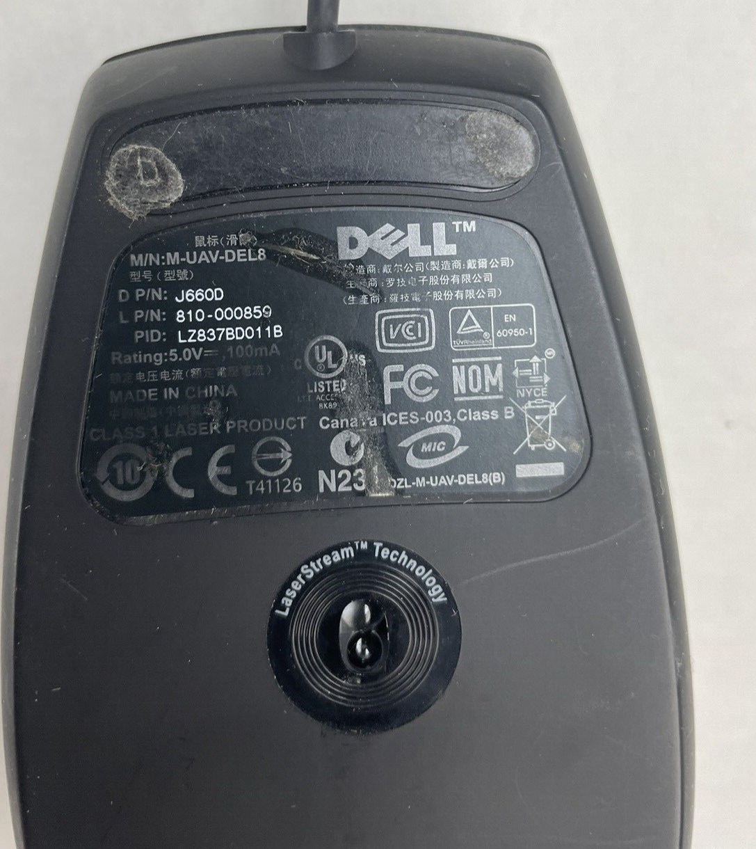 Dell M-UAV-DEL8 Black USB Optical Scroll Mouse with 6 Buttons J660D Lot of 4