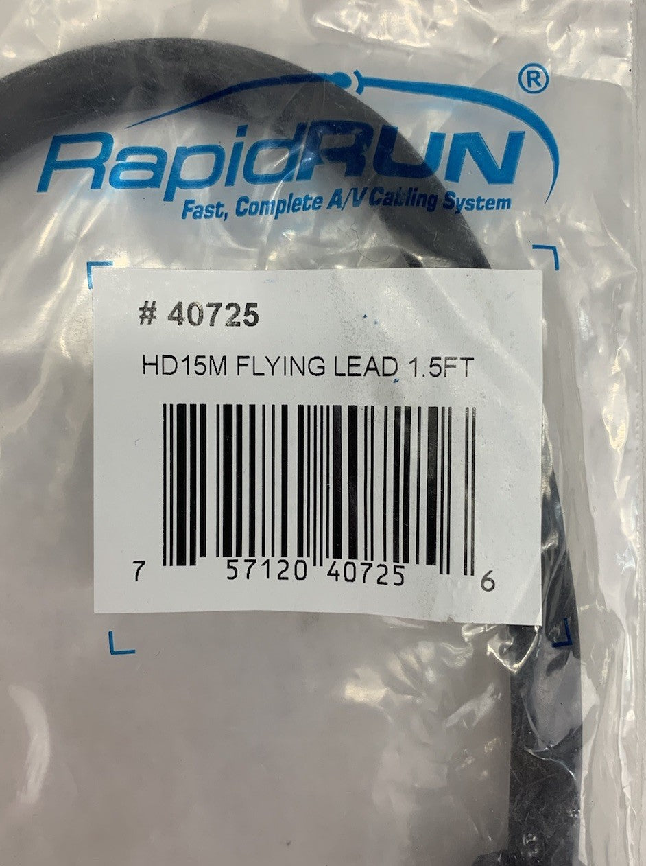 RapidRun 40725 HD15M Flying Lead 1.5FT (Lot of 2)