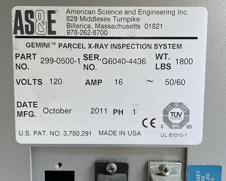 AS&E Gemini 6040 Parcel X-Ray Inspection System 299-0500-1 - Parts or Repair B