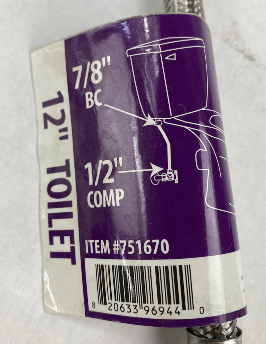 Homewerks Worldwide 12" 7/8" BC 1/2" Comp Toilet Hose Lot of 7