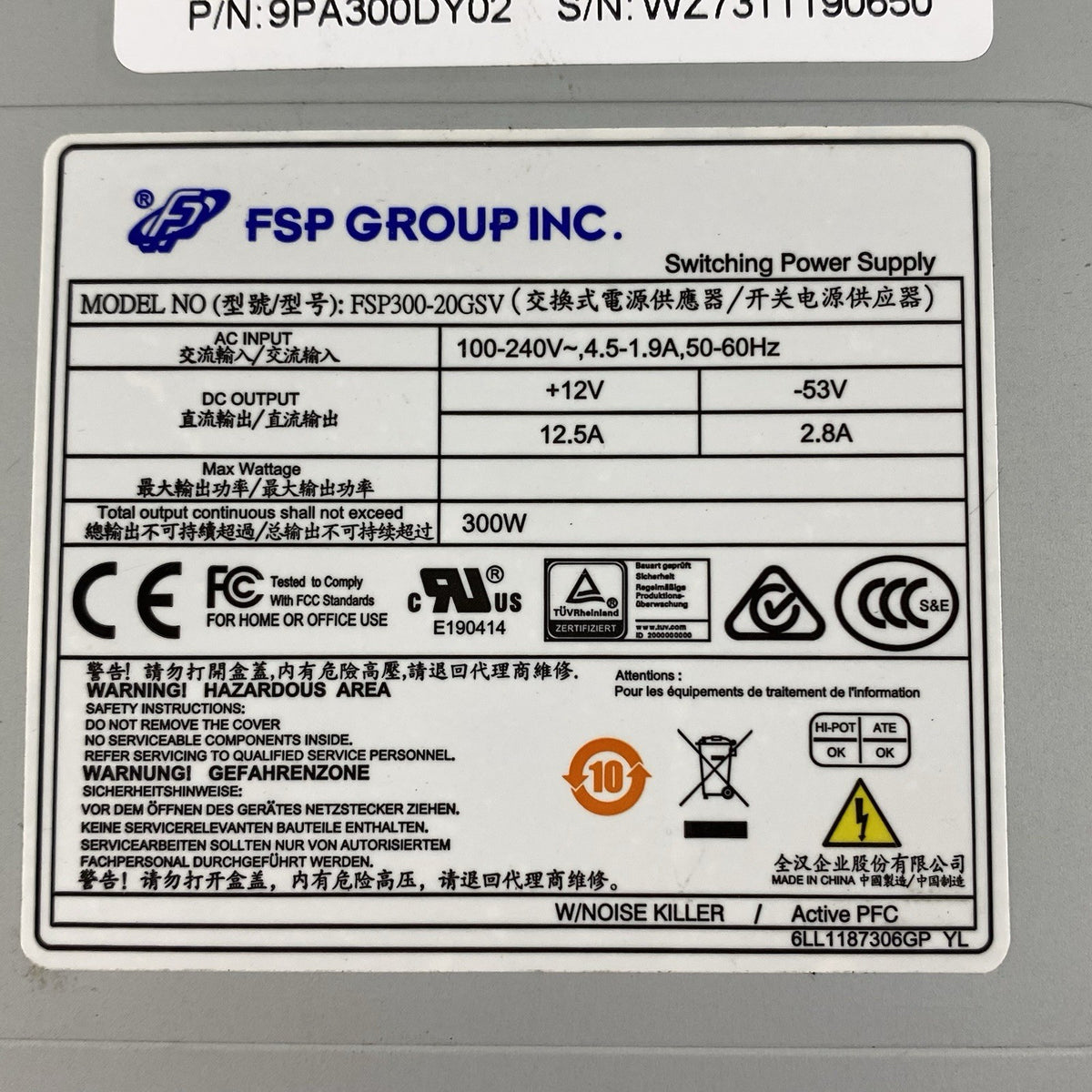 FSP Group FSP300-20GSV 300W Switching Power Supply12