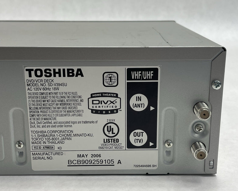 Toshiba SD-V394SU DVD VCR Combo VHS Working No DVD For Parts
