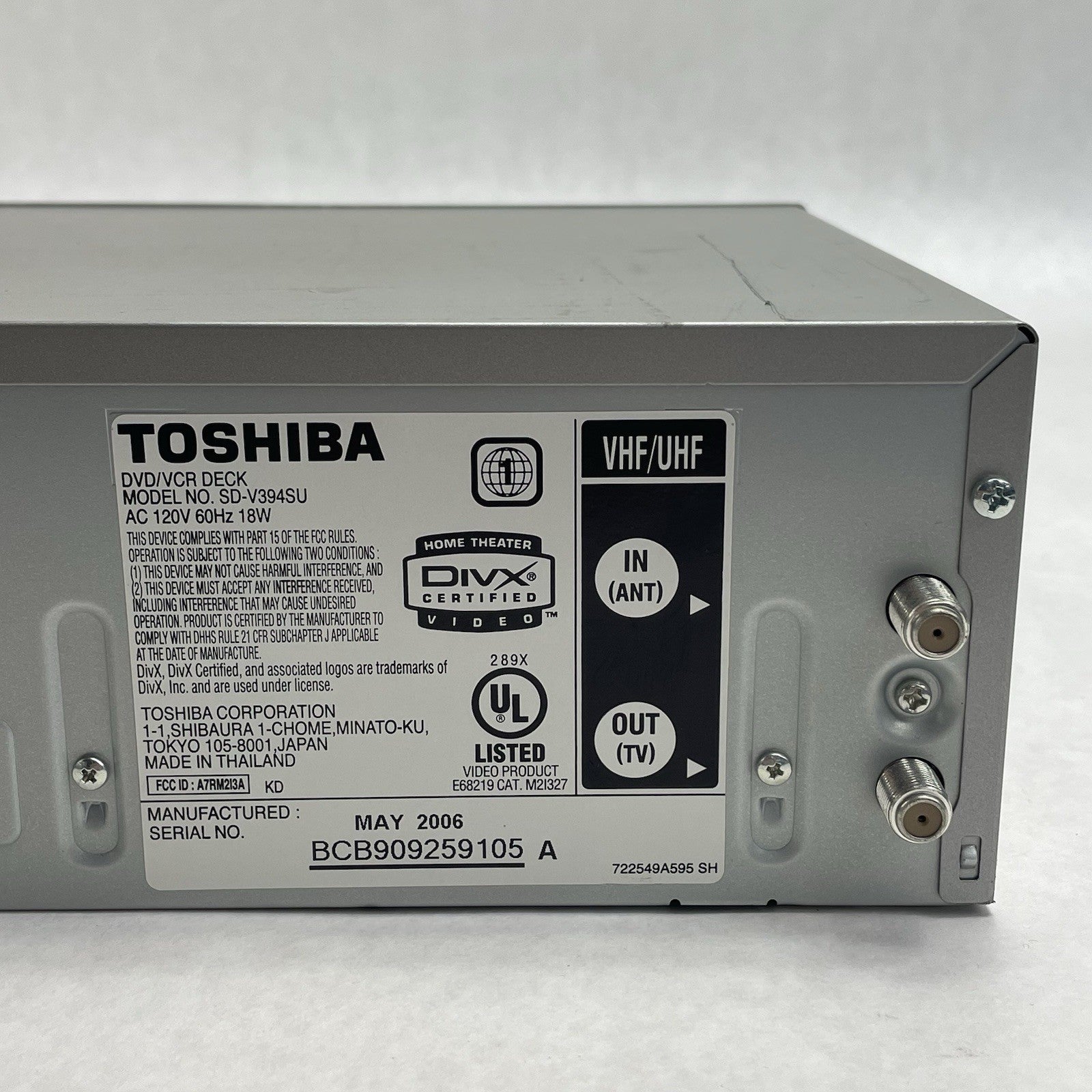 Toshiba SD-V394SU DVD VCR Combo VHS Working No DVD For Parts7
