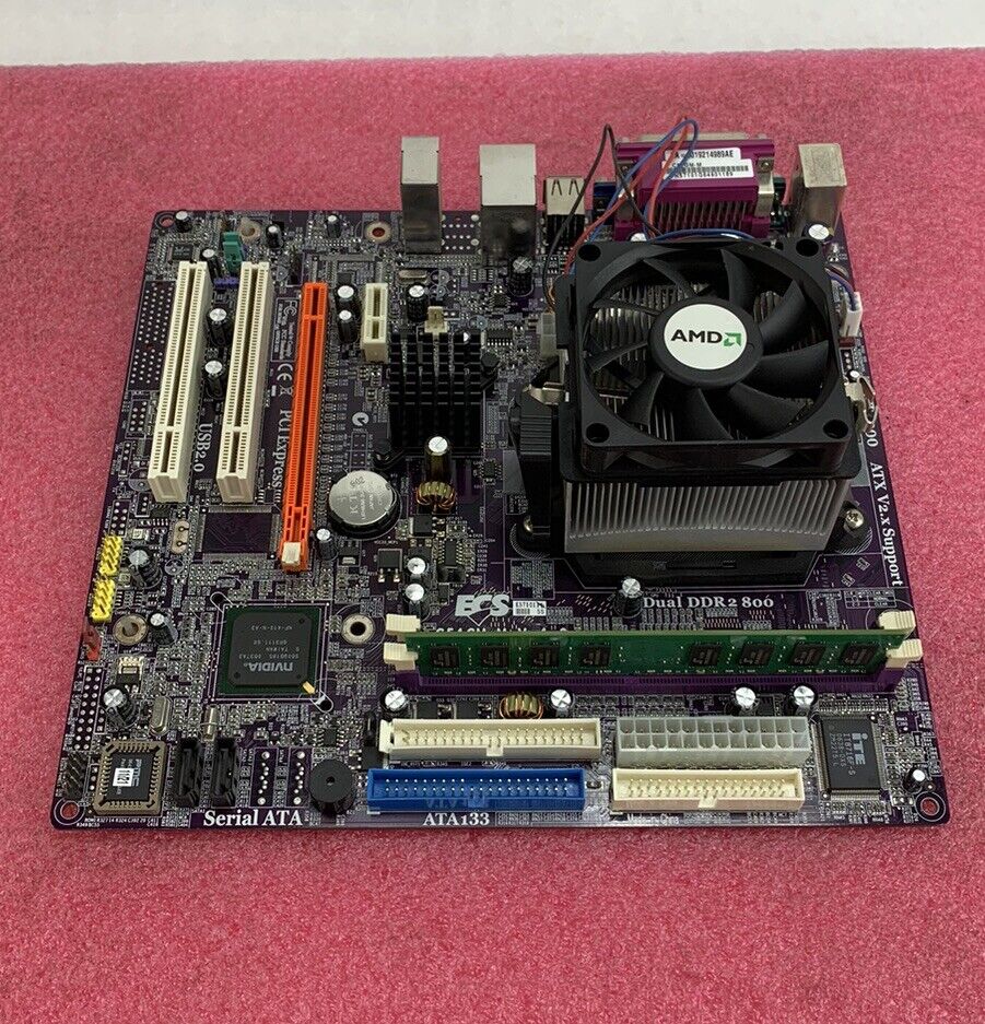 ECS C510M-M Motherboard AMD Athlon 64 x2 2GHz 2GB RAM w/Shield