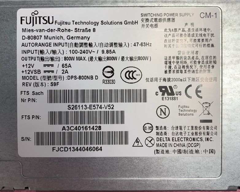 Fujitsu DPS-800NB D 800W Switching Power Supply