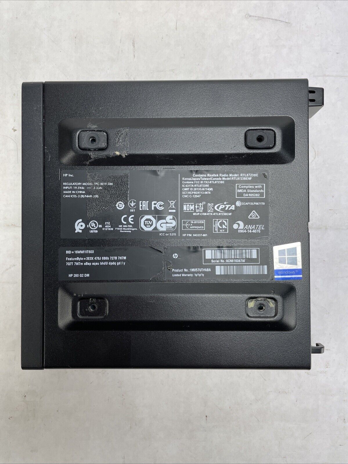 HP 260 G2 DM Micro Intel Core i3-6100U 2.3GHz 4GB RAM No HDD No OS