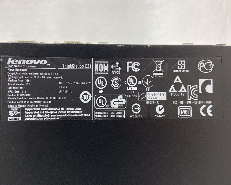 Lenovo ThinkStation E31 SFF Intel Xeon E3-1225 3.2GHz 4GB RAM No HDD No OS