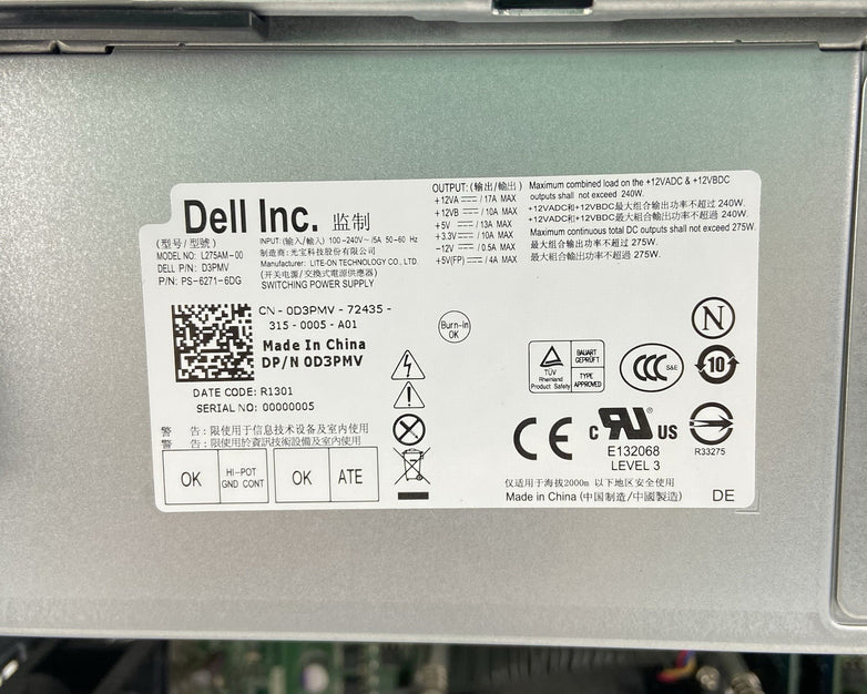 Dell Optipelx 3010 MT Intel Core i5-3470 3.2GHz 8GB RAM No HDD No OS