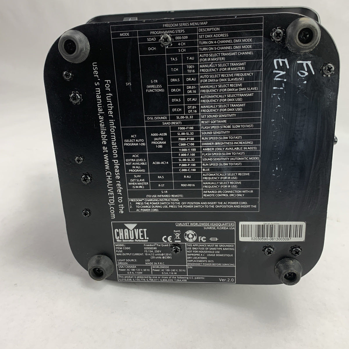 Chauvet DJ Freedom Par Quad-5 240V 116W Battery Power Wireless LED Wash Uplight7