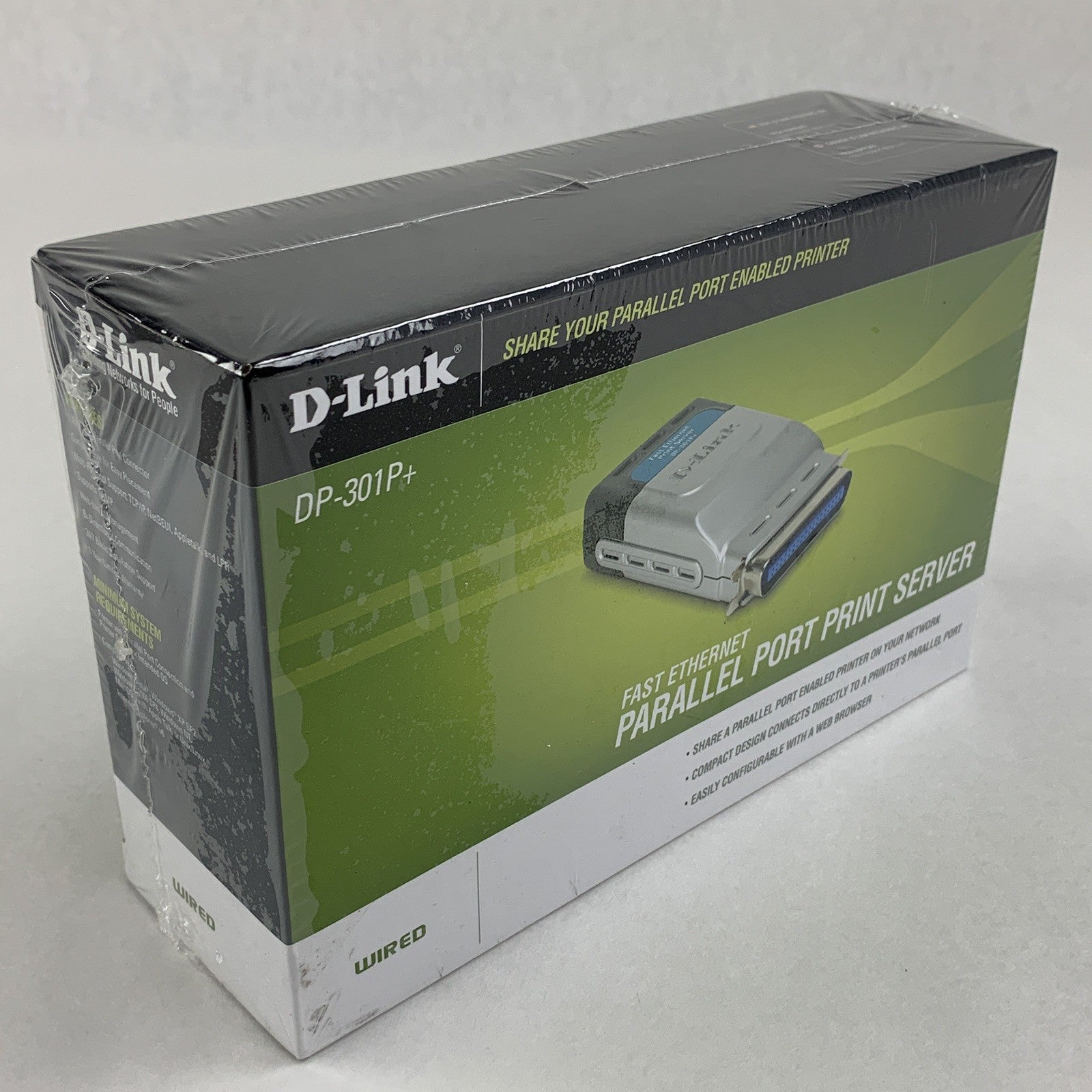 D-Link DP-301P+ Fast Ethernet Parallel 1 Centronics Port Print Server New