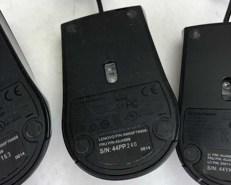 Lenovo MOEUUQA Black Wired USB Mouse (Lot of 4)