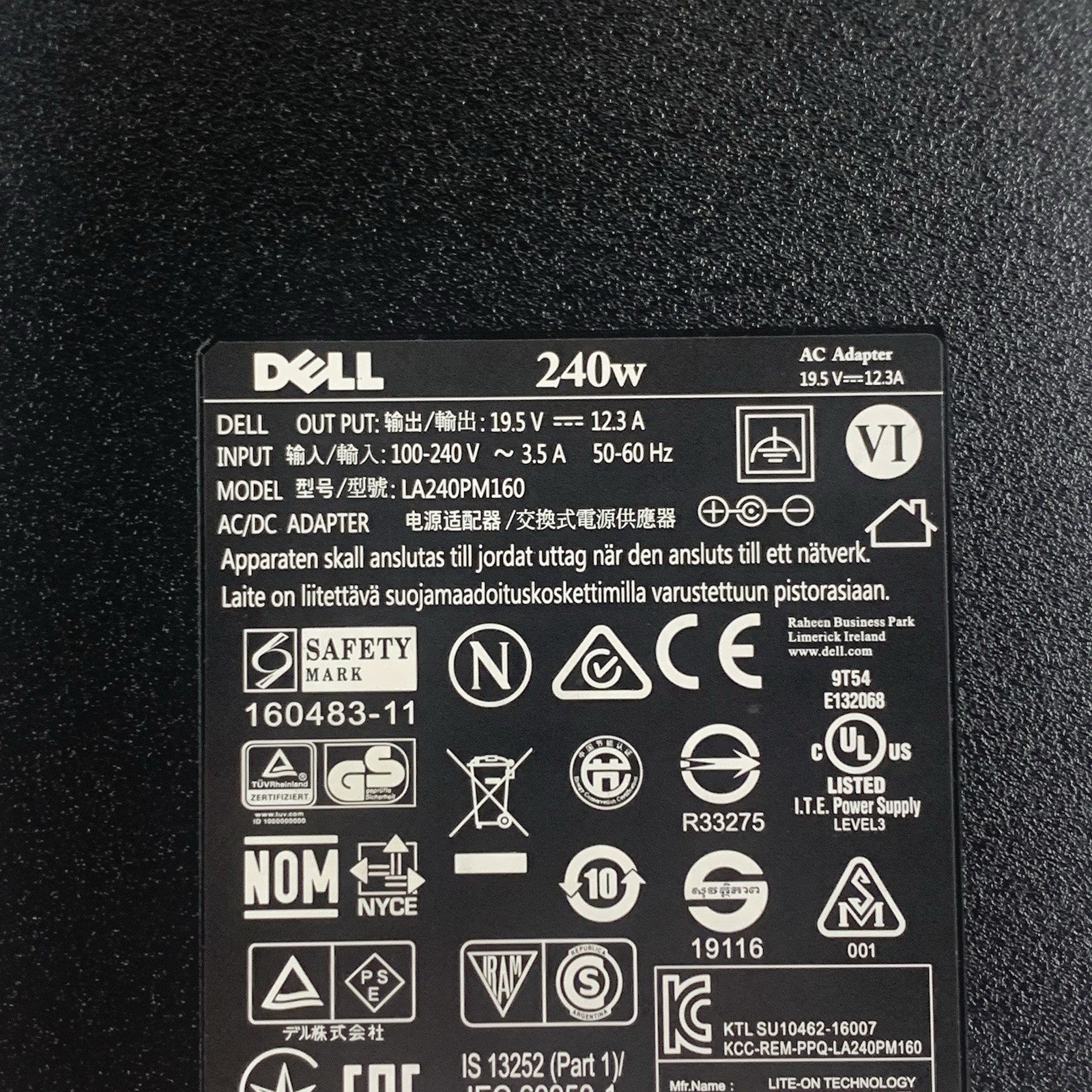 Dell 240W LA240PM160 19.5V AC Adapter 00MFK9 Genuine No Power Cord Lot of 2x4