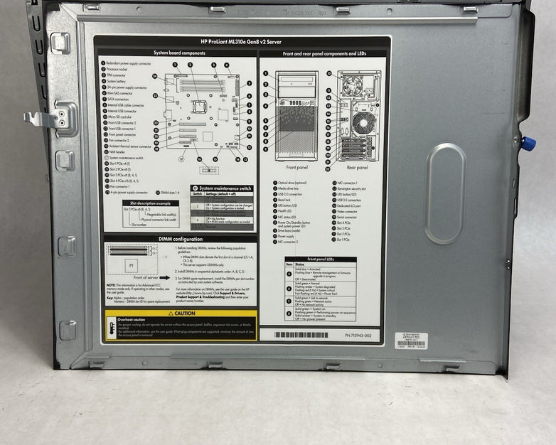 HP ProLiant ML310e Gen8 v2 ATX Computer Case Bare Bones Chassis No PSU