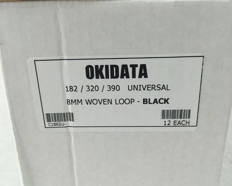 Okidata 8mm Woven Loop Black Compatible with 182/320/390 C1862U Lot of 12