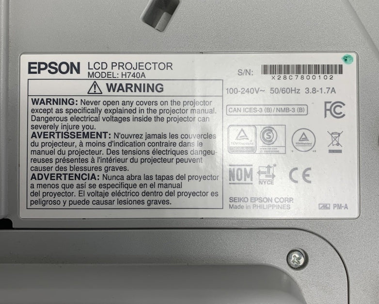 Epson PowerLite 695Wi H740A LCD Lamp Projector 518 Lamp Hours - No Remote