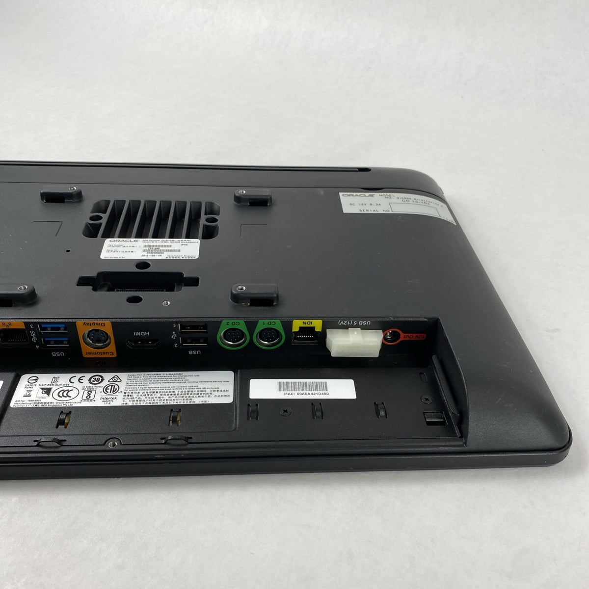 Oracle Micros Workstation 6 Atom E3827 1.74GHz 4GB RAM POS w/ Stand - No HDD/AC14