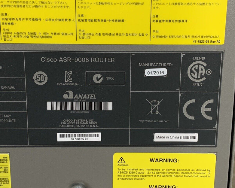 Cisco ASR9006-DC-V2 Router Blank Chassis Only Box Opened Missing Accessory Kit