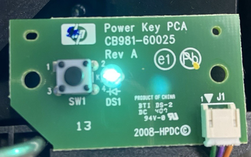 HP DesignJet Z5400 Power Switch Button Board CB981-60025