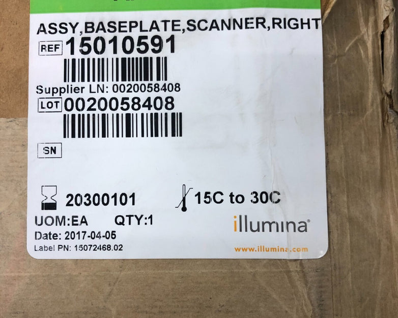 Illumina Scanner Baseplate Right Assembly Assy 15010591