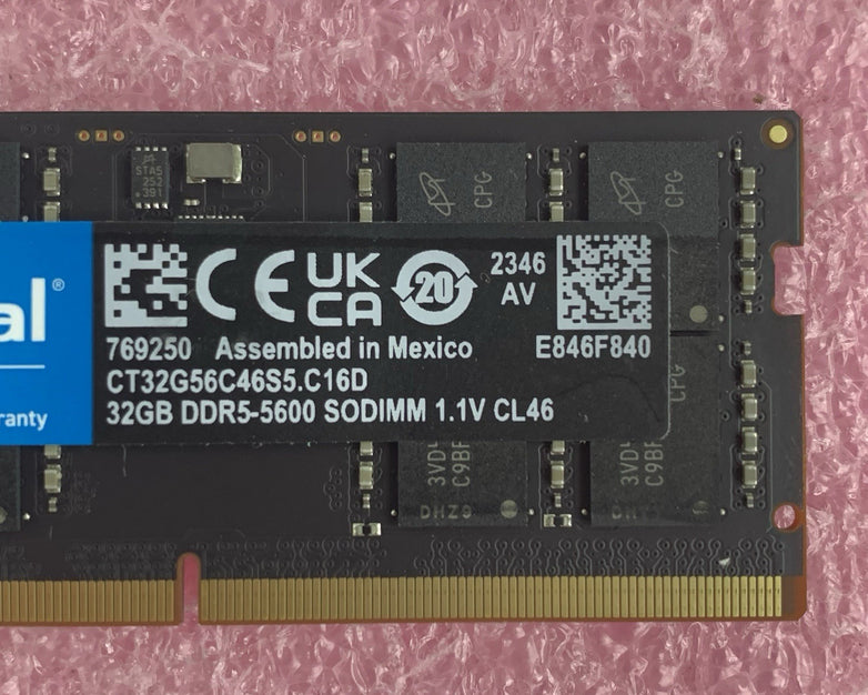 Crucial CT32G56C46S5.C16D 32 GB DDR5-5600 SODIMM Laptop Memory RAM