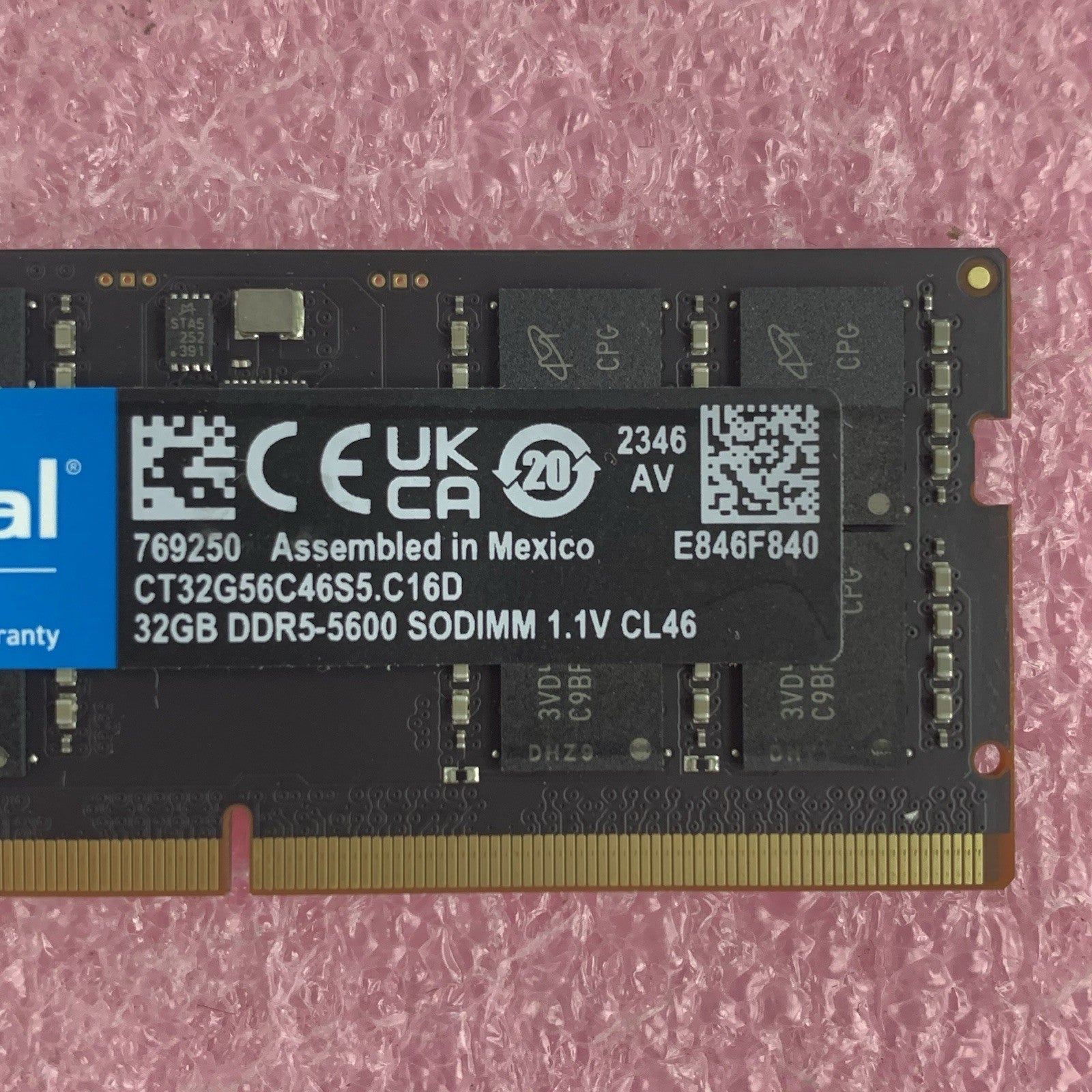 Crucial CT32G56C46S5.C16D 32 GB DDR5-5600 SODIMM Laptop Memory RAM2