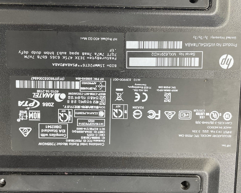 HP ProDesk 400 G2 Micro i3-6100T 3.20 GHz 8 GB RAM No SSD/OS/AC