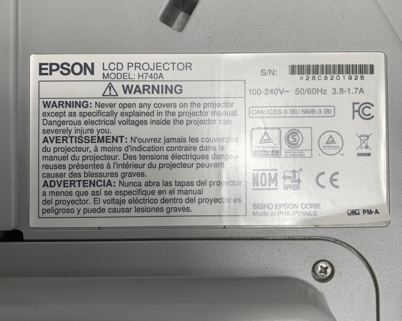 Epson PowerLite 695Wi H740A LCD Lamp Projector 716 Lamp Hours - No Remote