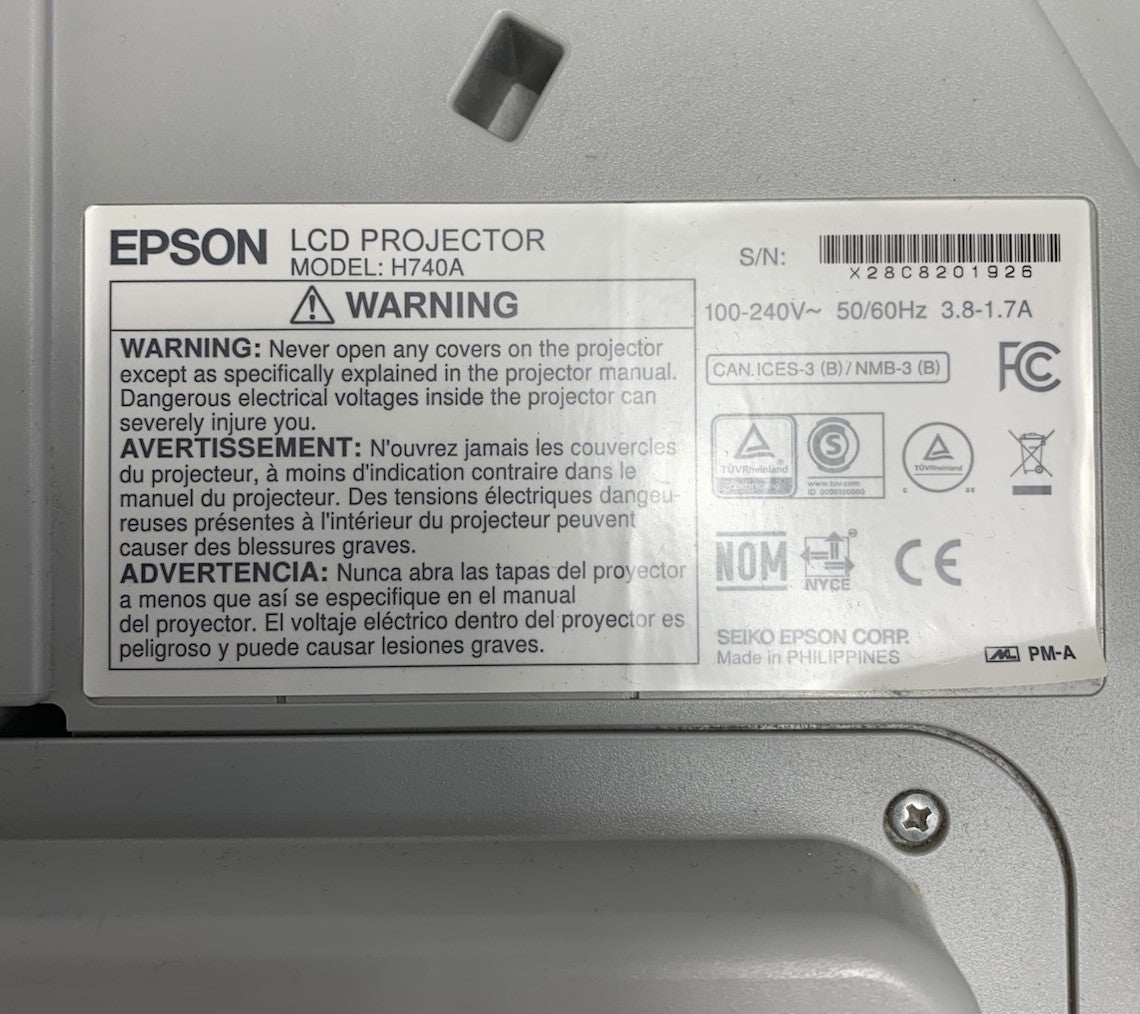 Epson PowerLite 695Wi H740A LCD Lamp Projector 716 Lamp Hours - No Remote7