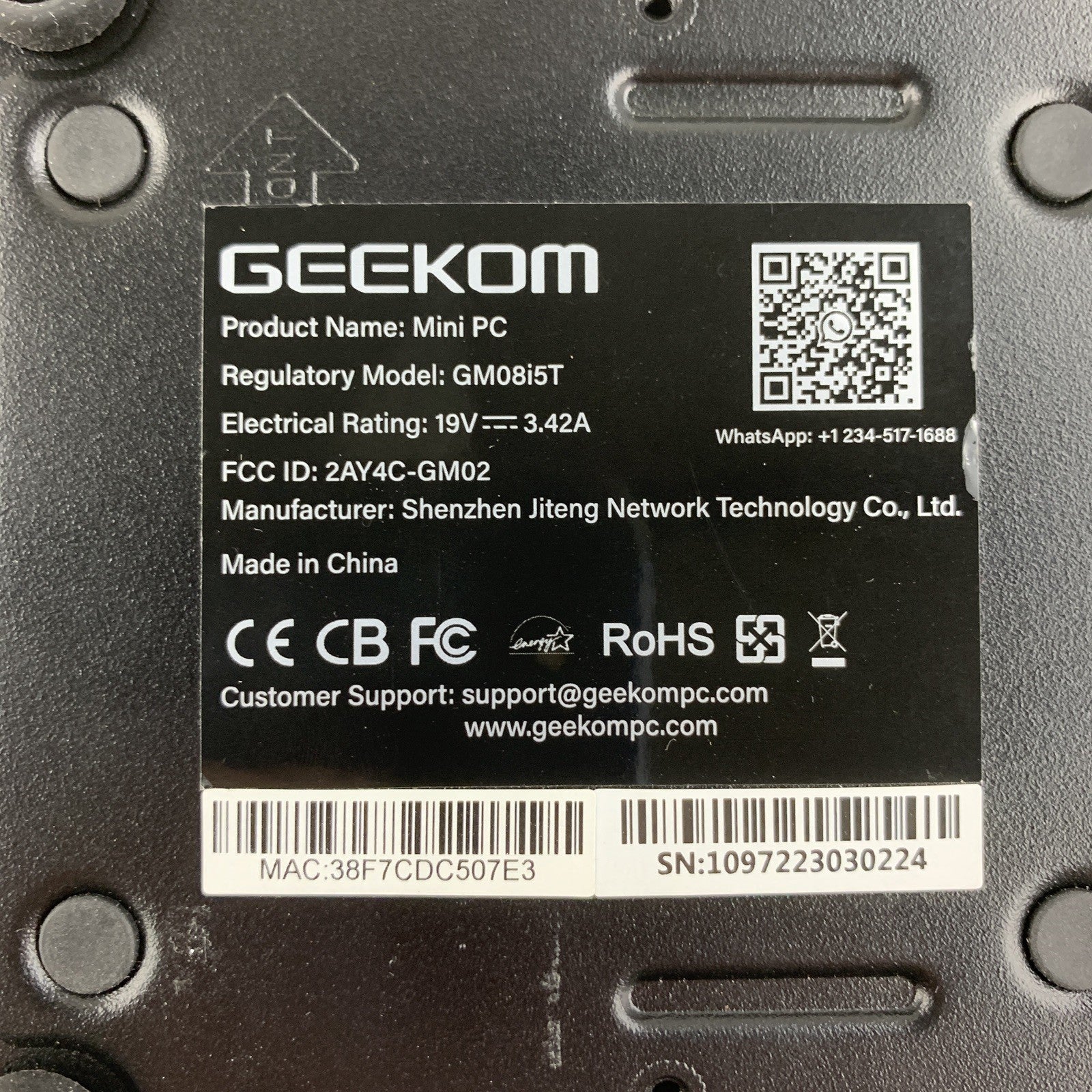Geekom GM08i5T Mini PC Intel i5-8279U 2.4 GHz 16 GB RAM No OS No HDD No AC
