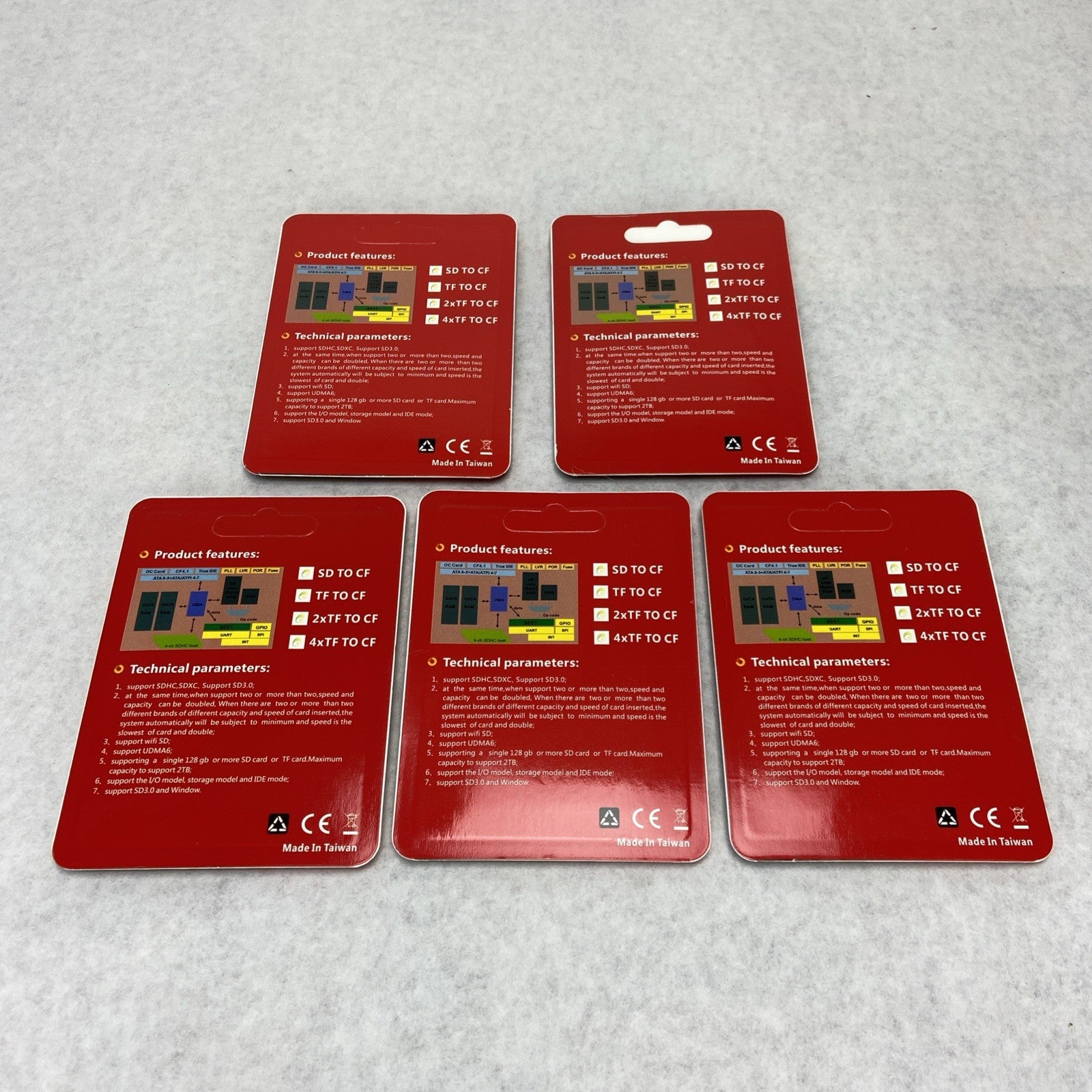 Extreme CF Adapter Type 1 Wifi SD - Lot of 5 NEW