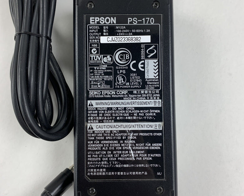 Epson PS-170 M122A OEM 48W AC Adapter 24V 2A with Power Cord Lot of 3