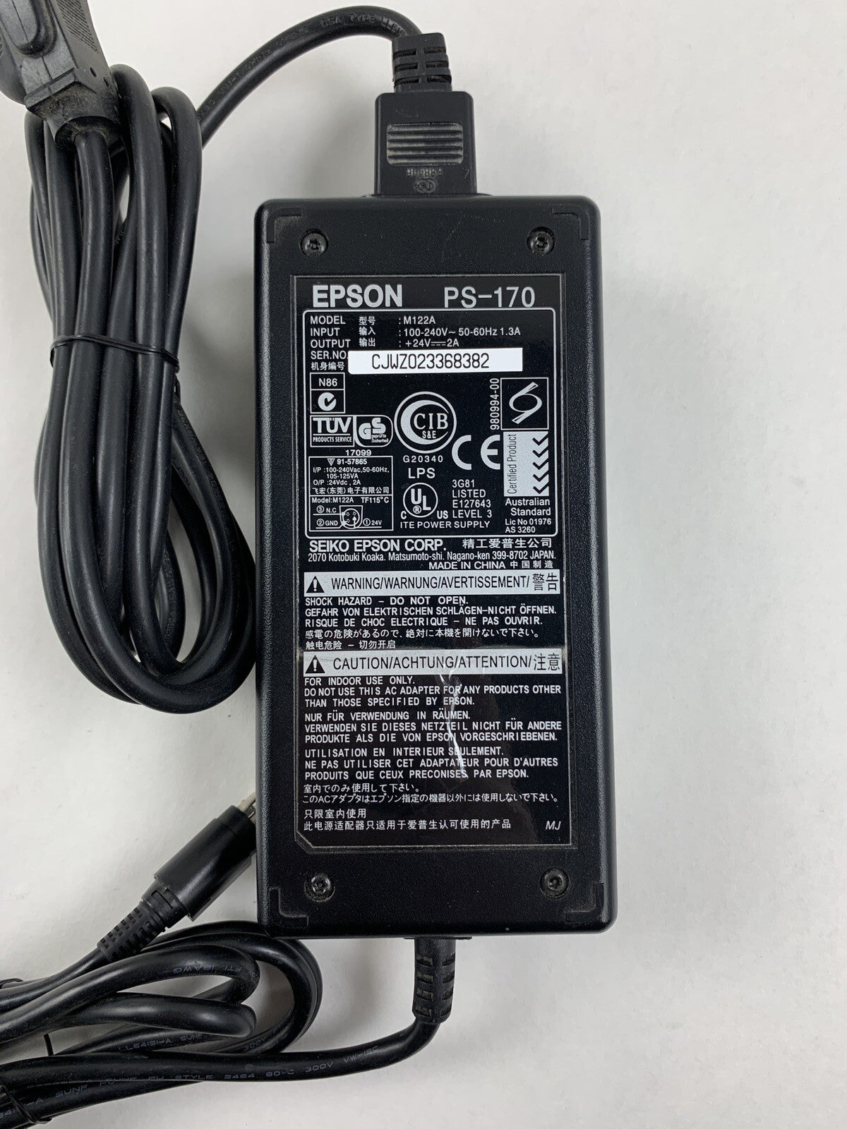 Epson PS-170 M122A OEM 48W AC Adapter 24V 2A with Power Cord Lot of 3