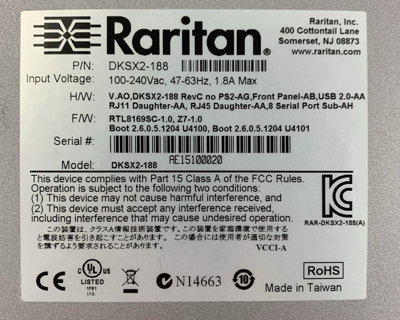 Raritan Dominion DKSX2-188 KSX2-188 KVM Remote Management Switch Tested Reset