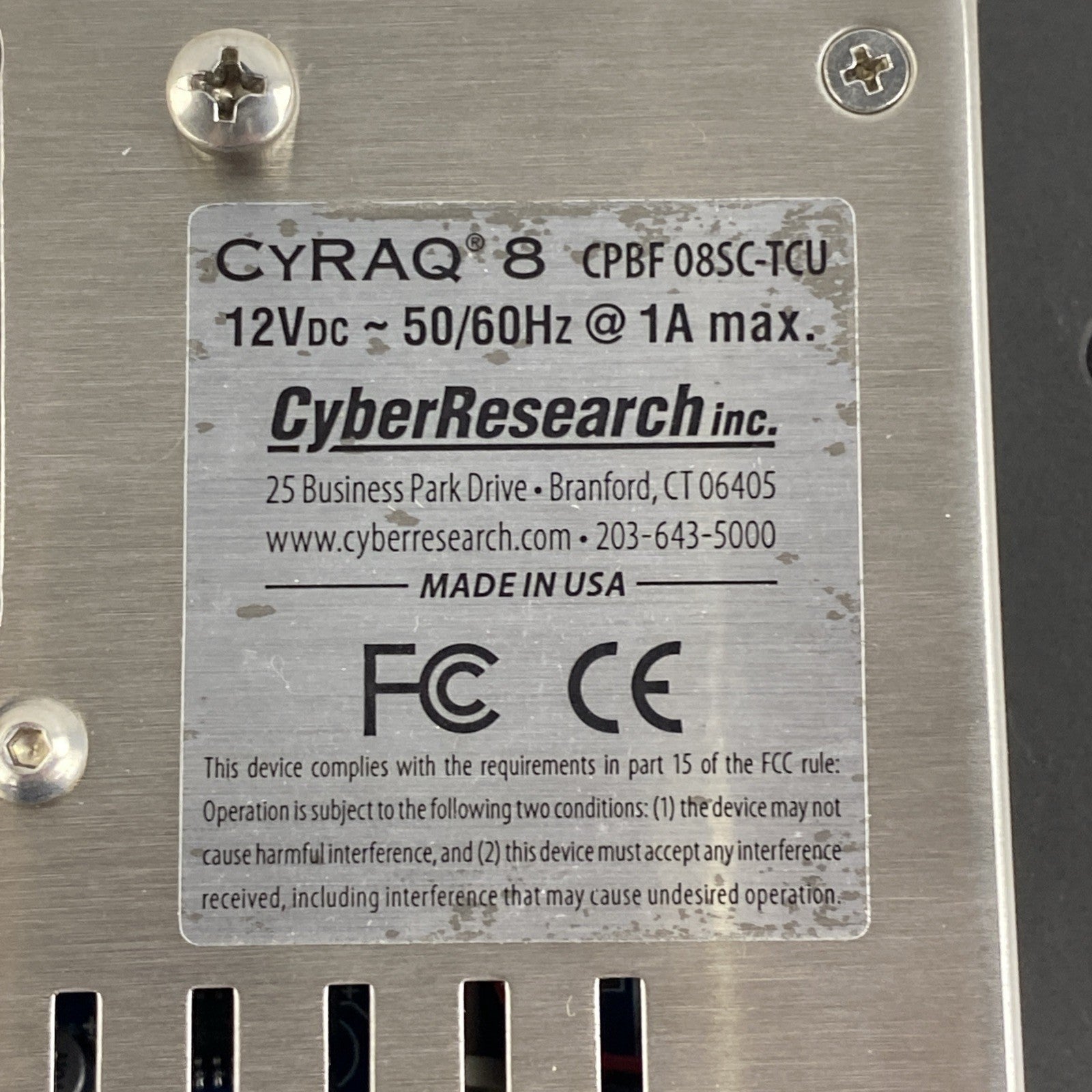 Cyber Research CRBF 08SC-TCU CYRAQ 8 High Resolution 8" LCD Touch Screen Monitor5