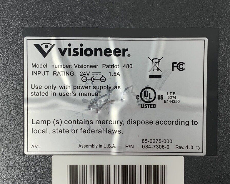Visioneer Patriot 480 Document Feed Scanner Duplex USB - Parts or Repair