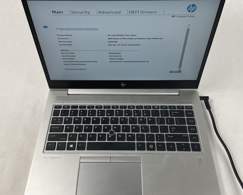 HP mt45 14" Ryzen 3 Pro 3300U 2.10 GHz 4 GB RAM No SSD/OS/AC - Bad DIMM