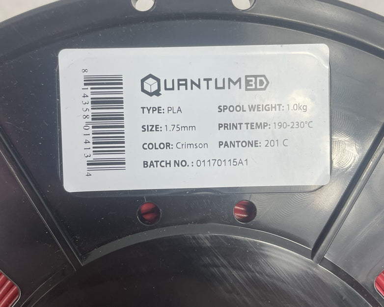Quantum3D PLA 1.75mm Crimson Filament