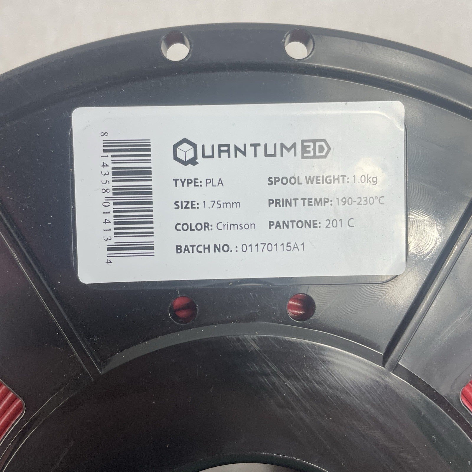Quantum3D PLA 1.75mm Crimson Filament
