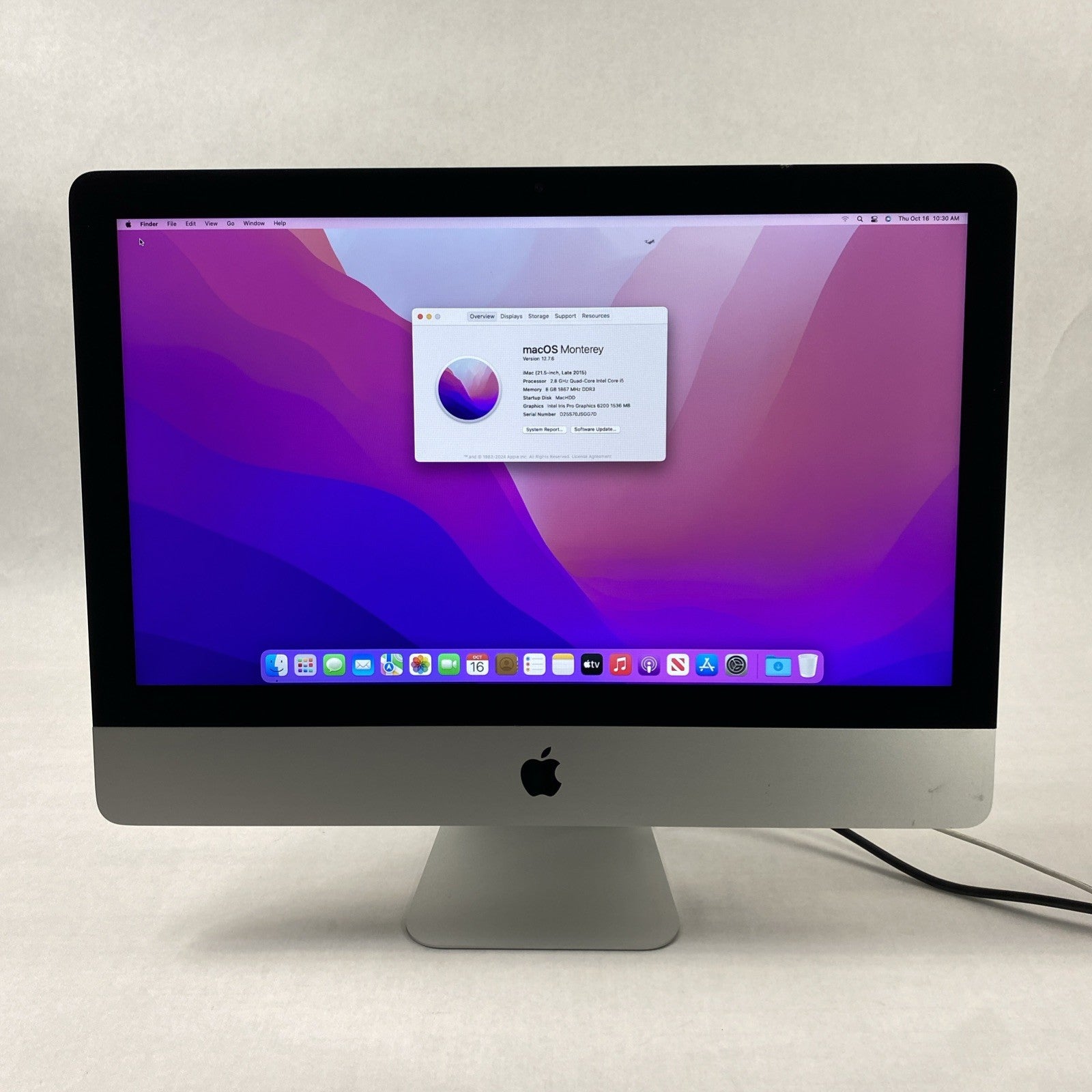 Apple A1418 iMac 21.5" 2015 2.8 GHz Core i5 8GB RAM 250 GB SSD macOS 12.7.6