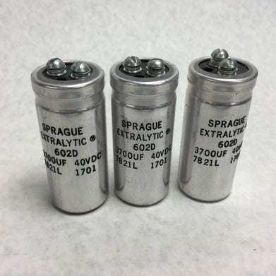 NOS  Sprague Extralytic Capacitor 302D 3700UF 40VDC  Lot of 3