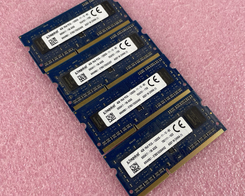 Kingston 4GB DDR3L-1600 PC3L-12800S SODIMM Laptop RAM 9995417-156 Lot of 4