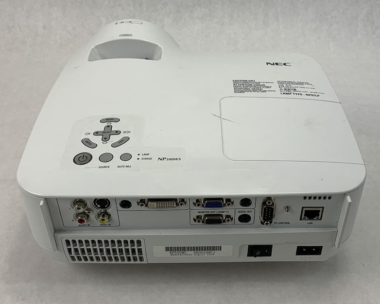 NEC NP500WS LCD Projector 537 Lamp Hours