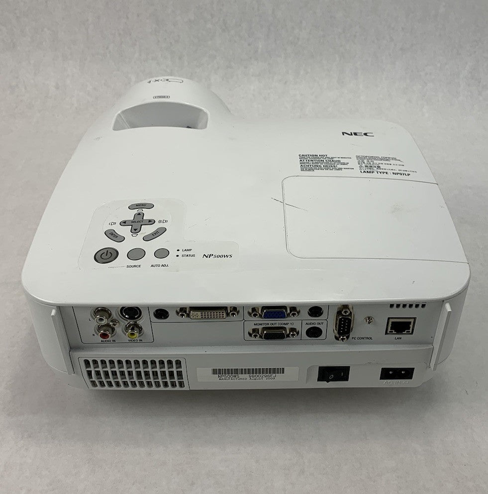 NEC NP500WS LCD Projector 537 Lamp Hours